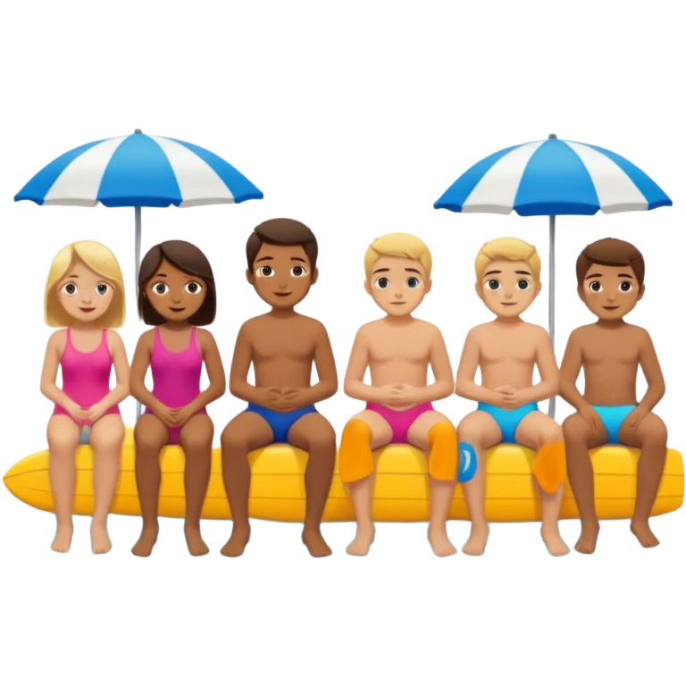 Boys and girls seating at beach emoji