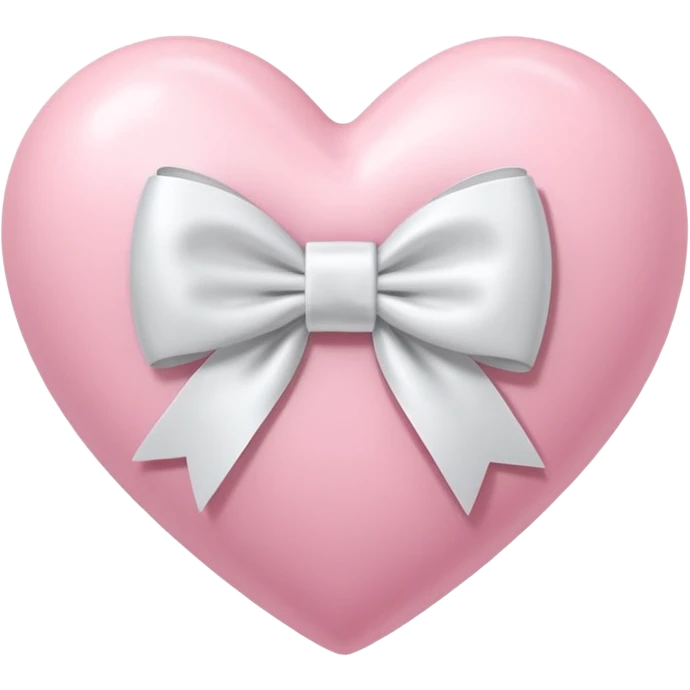 “3D emoji style, pastel pembe kalp, ortasında beyaz renkli fiyonk kurdele, yumuşak parlak yüzey, minimal detay, beyaz arka plan” emoji