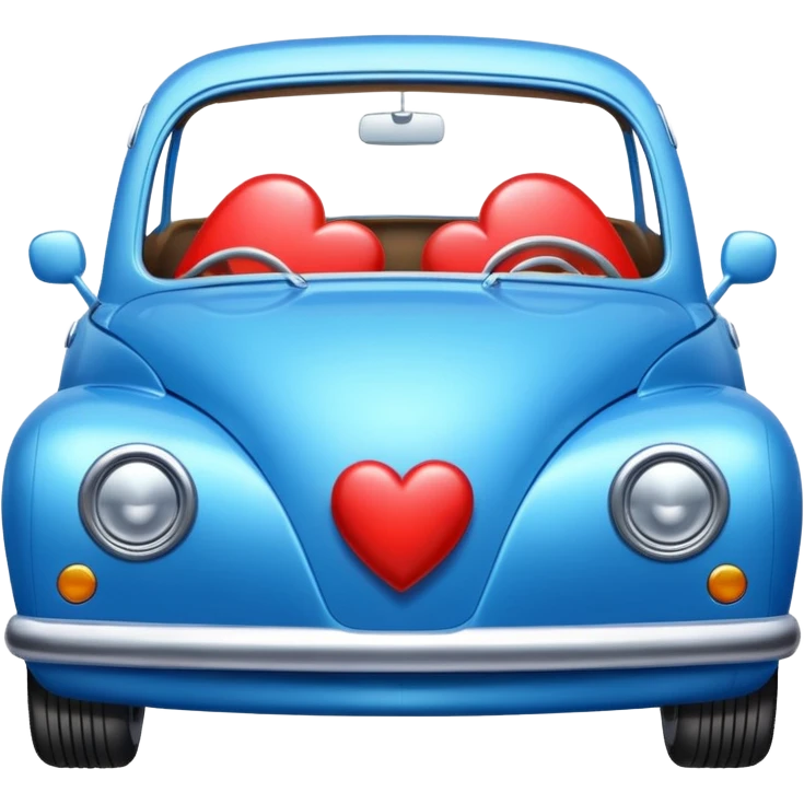 Blue car with heart emoji