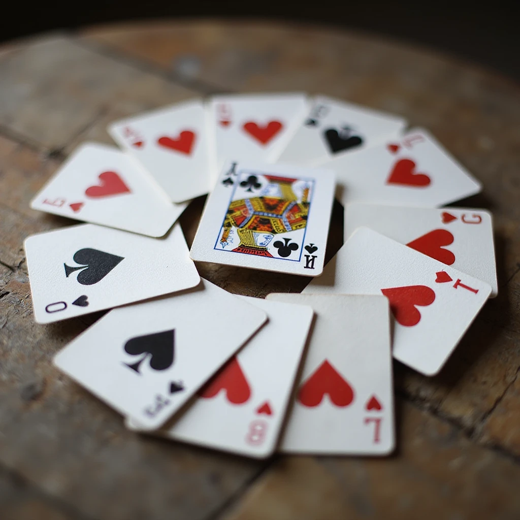 deck of classic playing cards spread out, realistic style emoji
