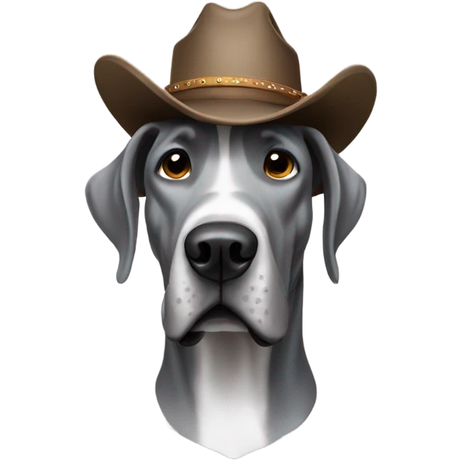 Grey Great Dane in a cowboy hat emoji