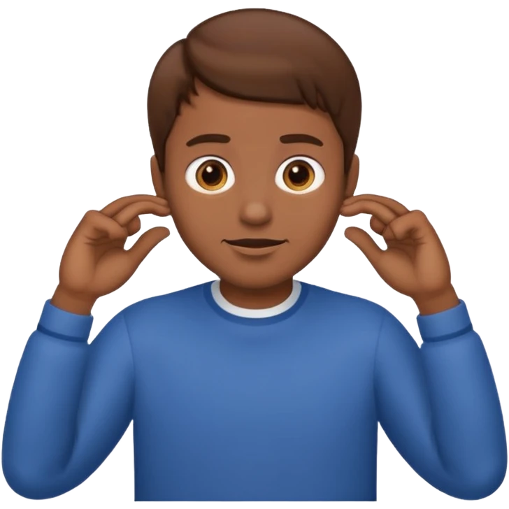 Emoji guy brown hair and hands around neck itself  emoji