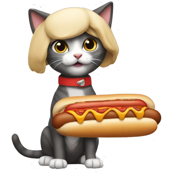 A cat wearing a hotdog costume ￼ emoji
