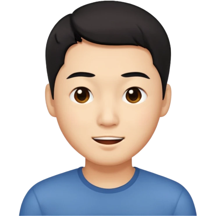 short hair Chinese man, winking emoji