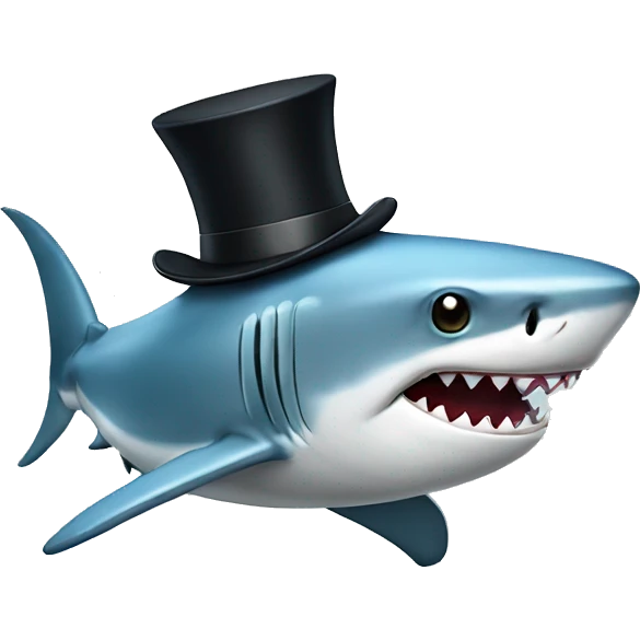 Shark with a top hat emoji