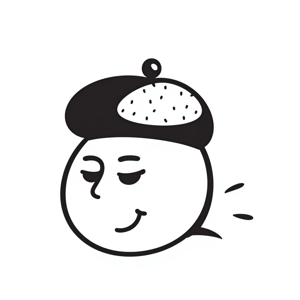 hand drawn doodle of a Basque beret (txapela) emoji