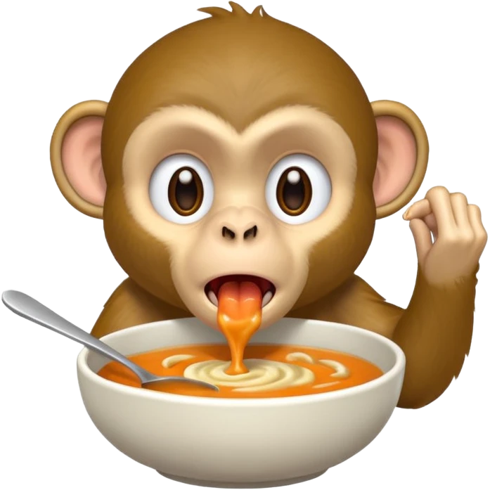 Monkey screaming eating soup emoji