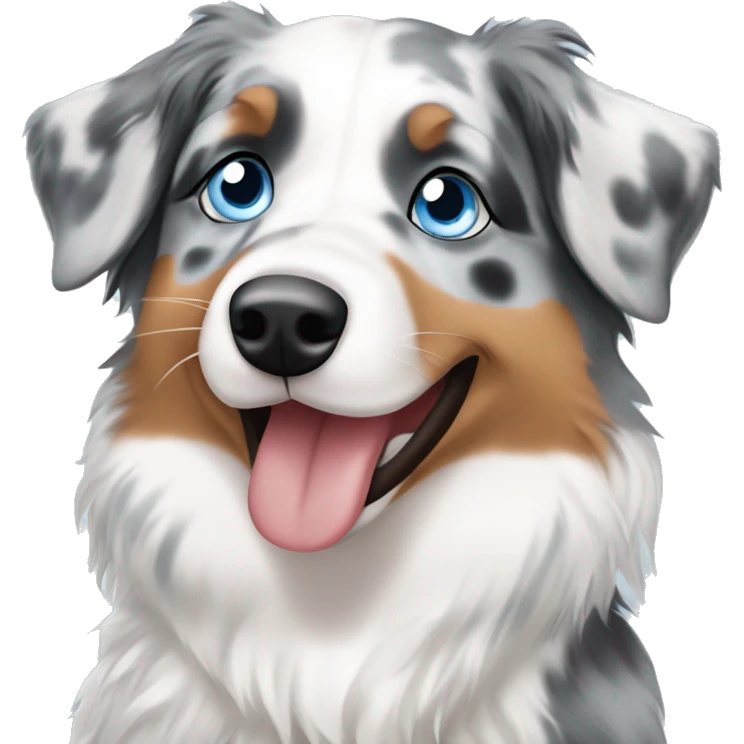 Blue Merle Australian shepherd with blue eyes emoji