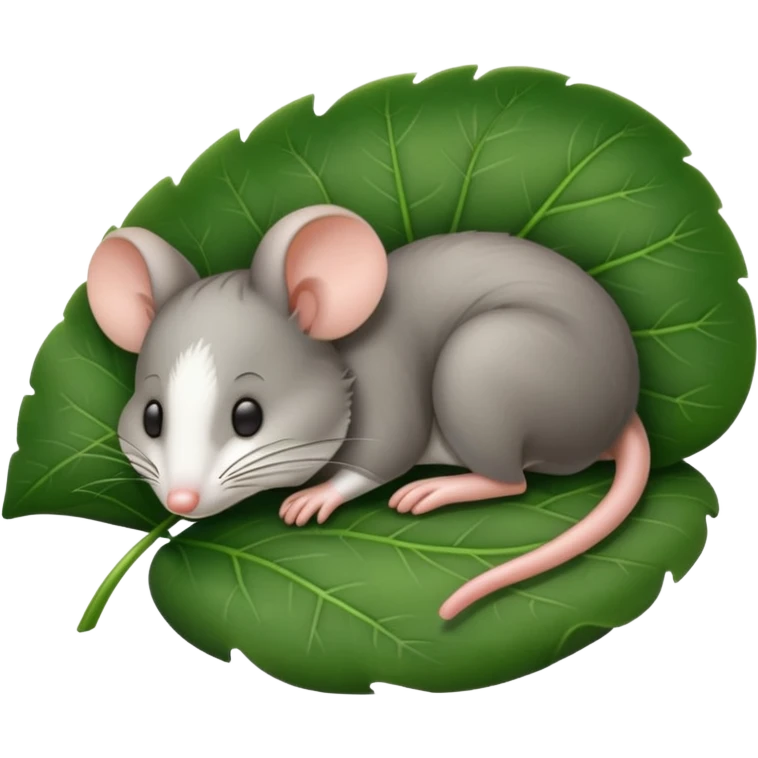 a sleepy mouse on a leaf emoji