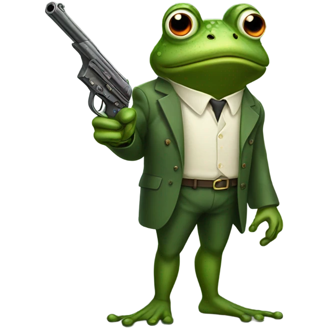 Frog holding gun emoji