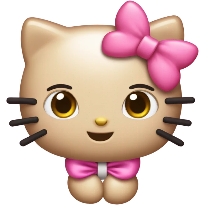 hello kitty with pink bow holding pink maple leaf emoji