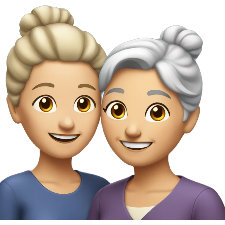 smiling elderly woman with bun younger emoji