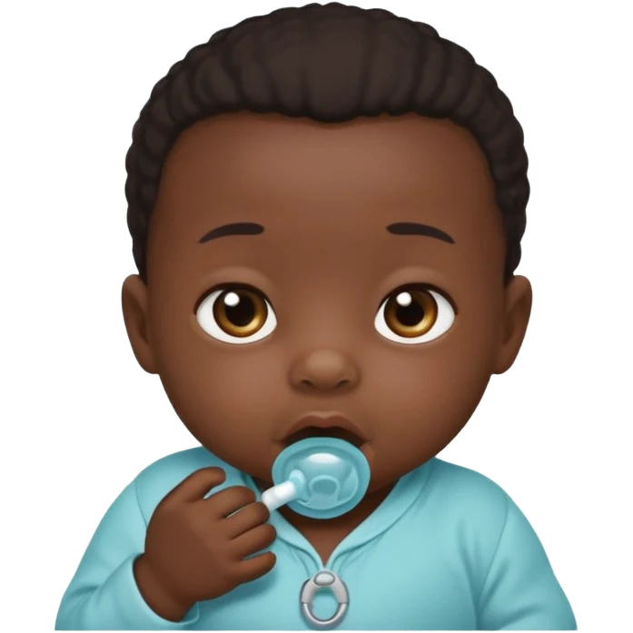 Black newborn baby, pacifier in mouth emoji