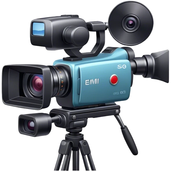 Create an emoji for video shooting. Show a video camera with a recording icon. Use modern, professional colors. Do not include any emojis or smiley faces. Make the background transparent. emoji