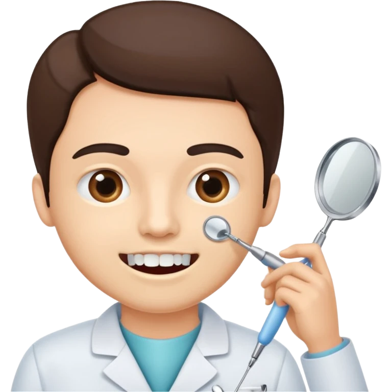 Dentist with patient teeth checkup  emoji