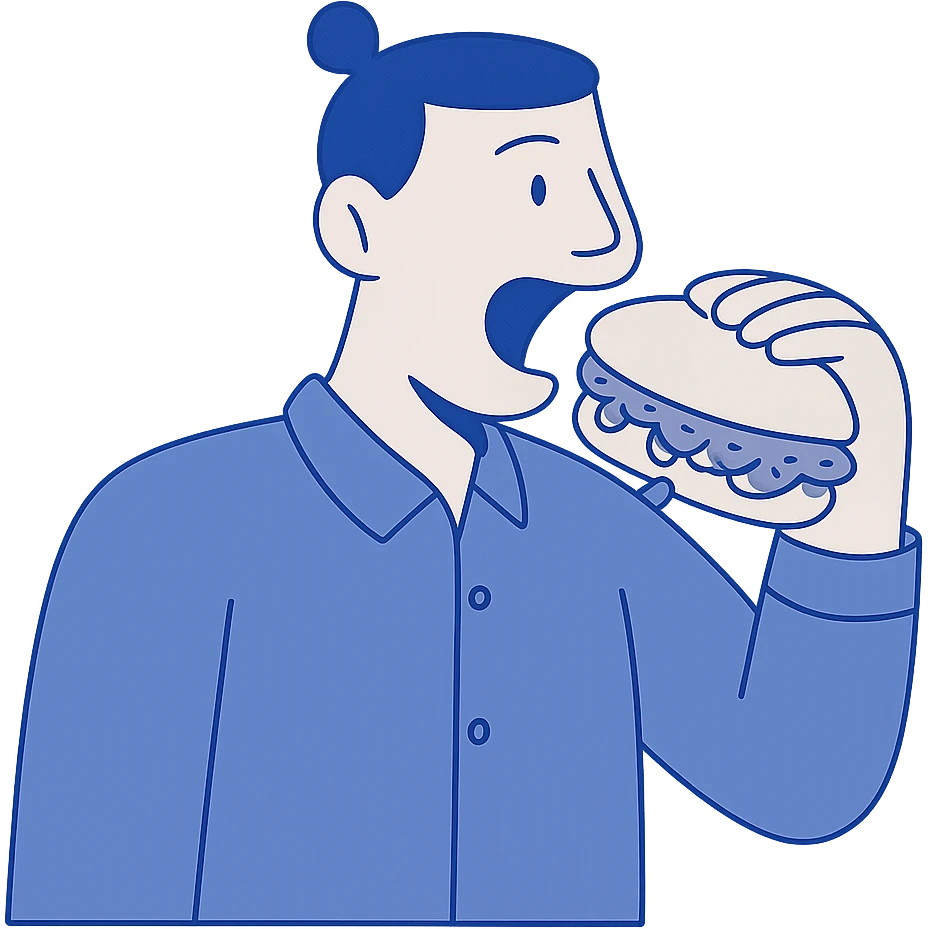 person eating a sloppy joe emoji