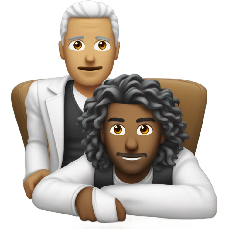 Persona bianca capelli lunghi che ascolta musica in poltrona emoji