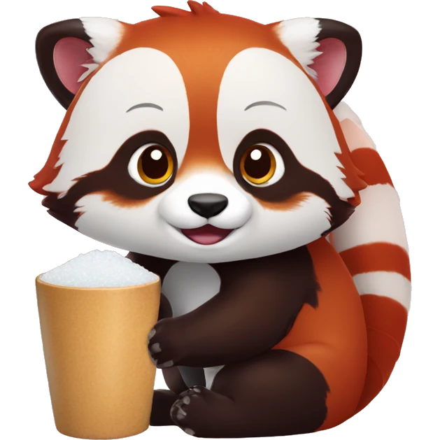 Red panda has salt shaker in his hand emoji