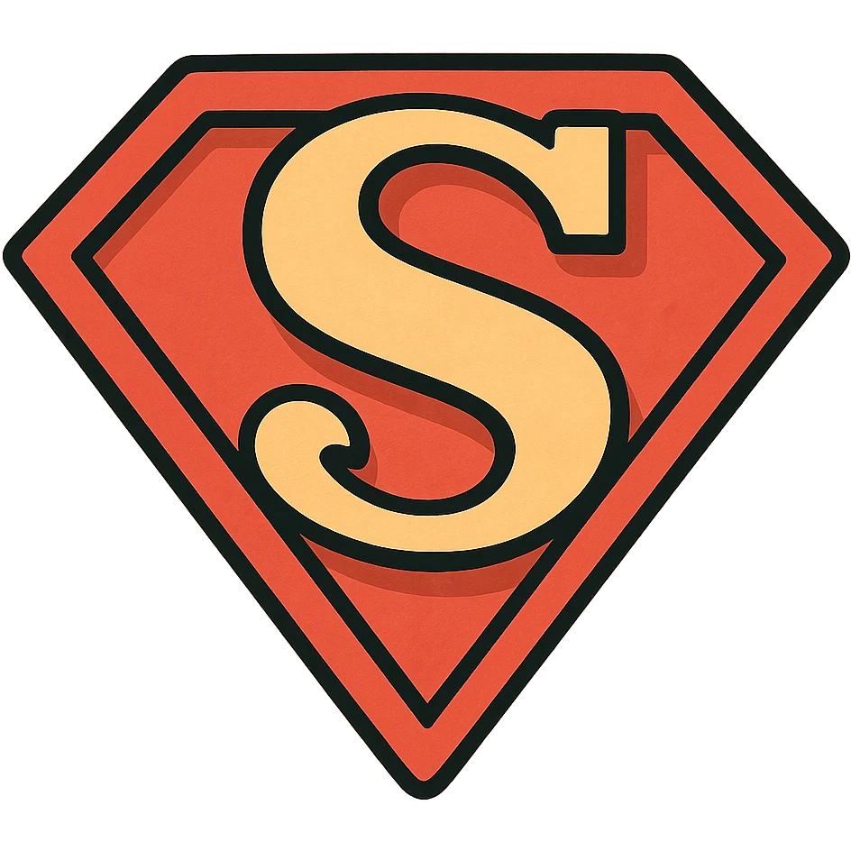 grand S inspired by Superman logo, bright colors, cartoon style, symbol only, representing Sauvenière emoji