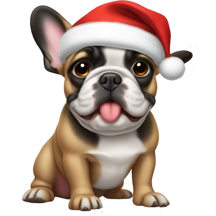 Frenchie with Santa hat emoji