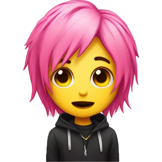 emo emoji with pink hair yellow face only face no body emoji