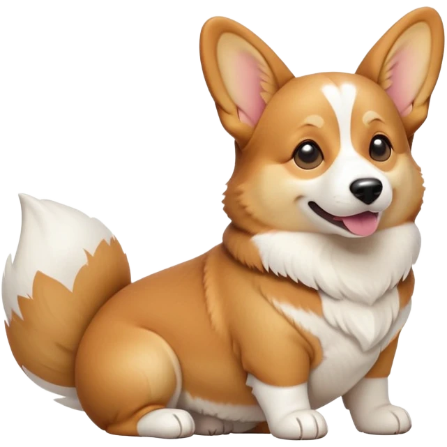 cinematic-[corgi dog]-realistic-full-body-sitting-emoji,-tail-resting-loosely-beside-its-paws,-head-tilted-dramatically,-sleek-[corgi]-fur,-simplified-yet-realistic-focused-features,-highly-detailed,-glowing-with-an-almost-sarcastic-glow emoji