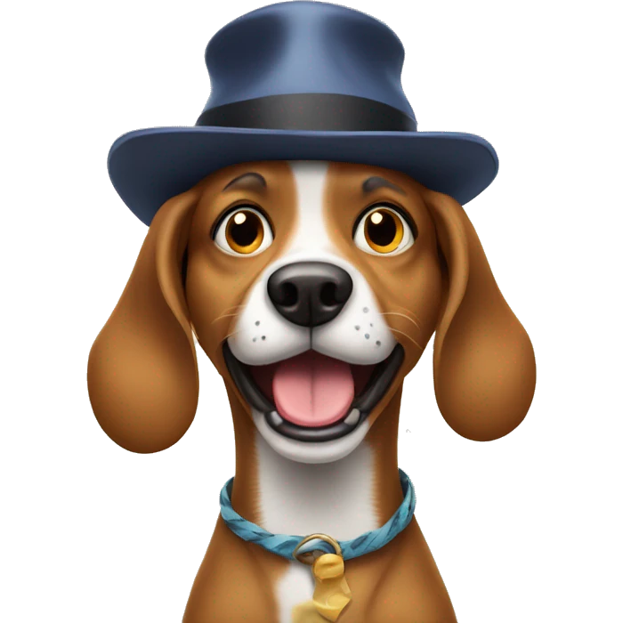 Crazy dog with hat emoji