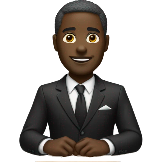 black man suit at desk emoji