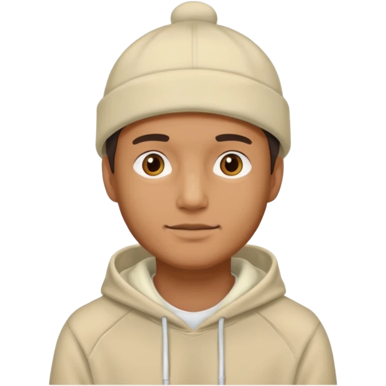 man with creme cap and hoodie emoji