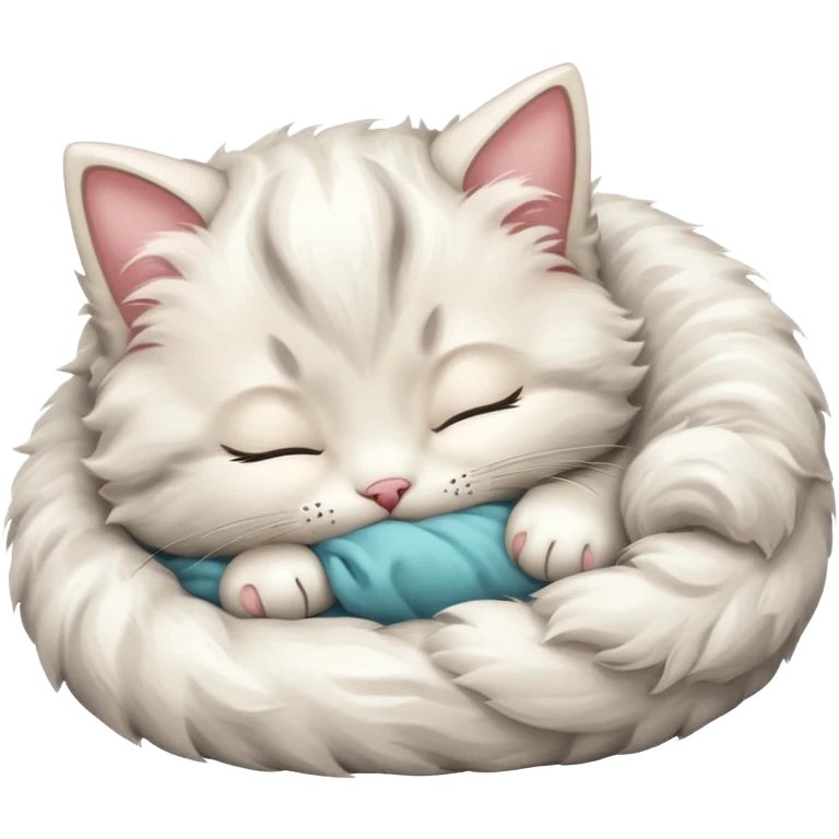 Fluffy kitten sleeping emoji