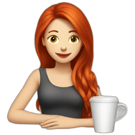 woman-with-long-red-hair-drinks-coffee emoji