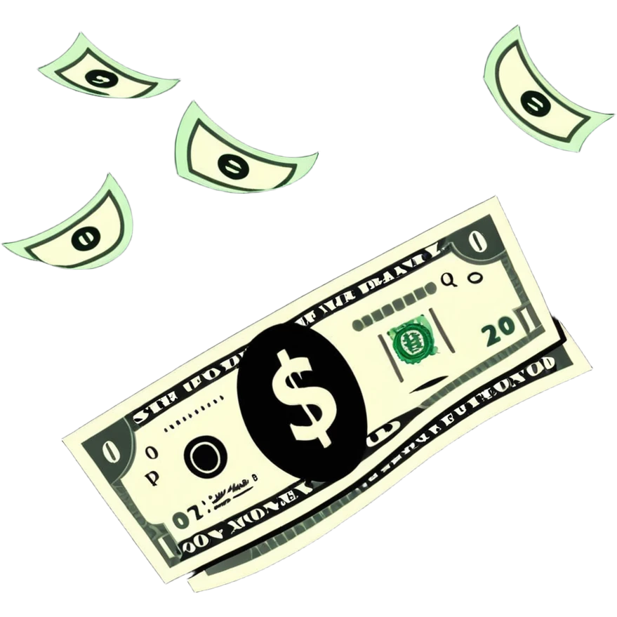 Money flying away, showing spending and expenses emoji