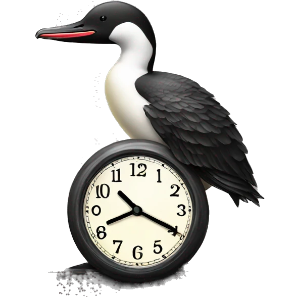 Loon standing on clock emoji