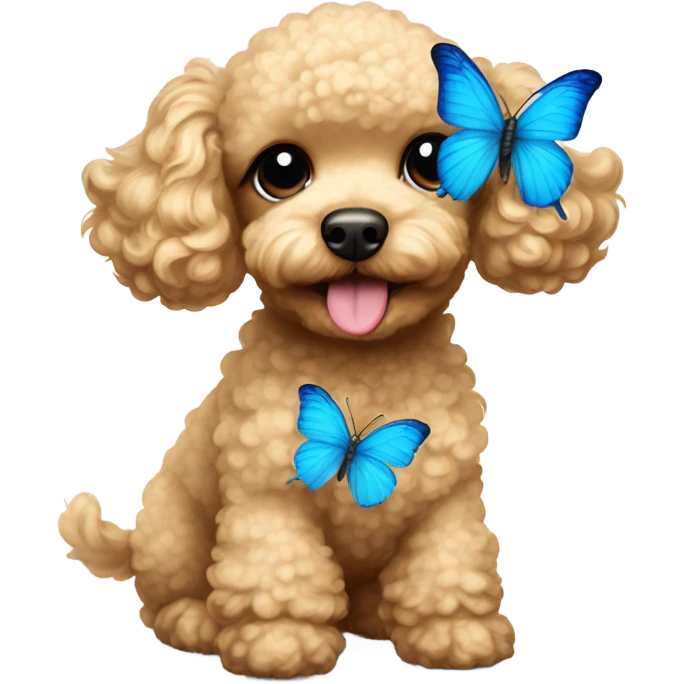 Blonde Toy poodle with blue butterfly  emoji