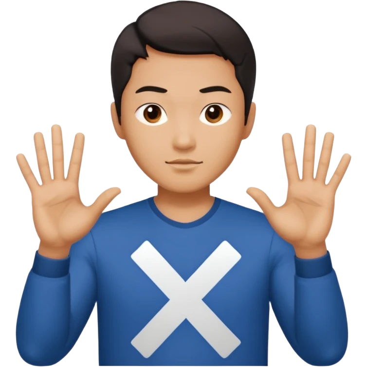 엑스자 표시를 하고 있는 캐쥬얼한 30대 남자로 만들어줘 동양인 emoji