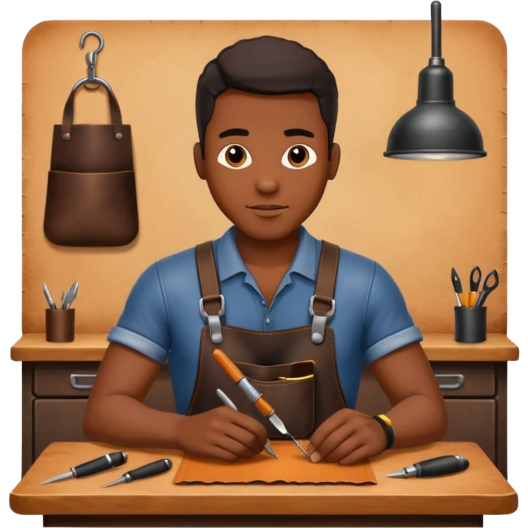 Leather Craft Worker black man  emoji