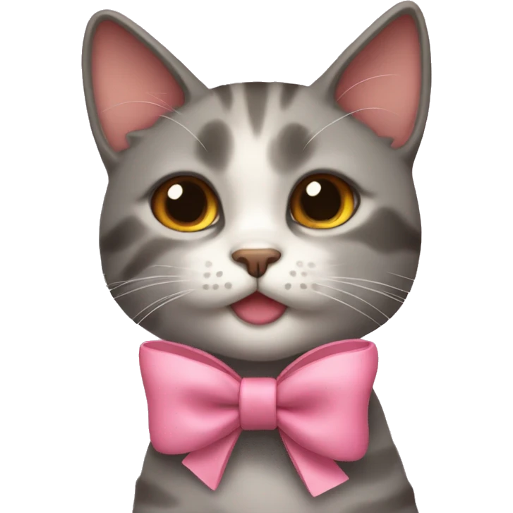 A cat with a cute bow emoji