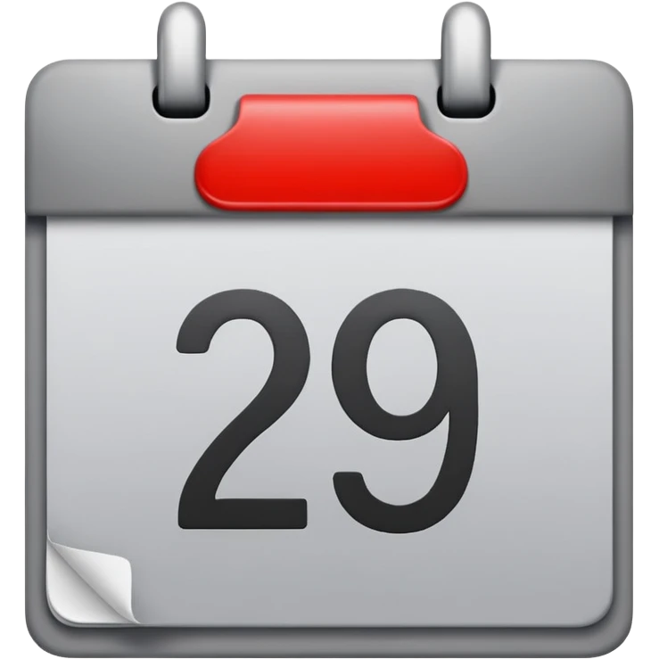 grey calendar with number 29 emoji