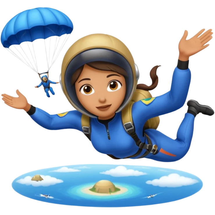 Skydiving girl with parachute and UFO blue emoji