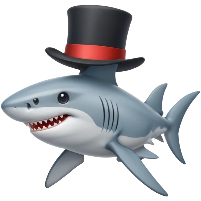 Shark with a top hat emoji