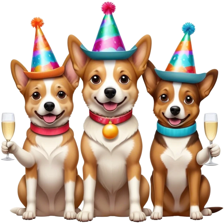 3 cowboy dogs snowboarding birthday party emoji
