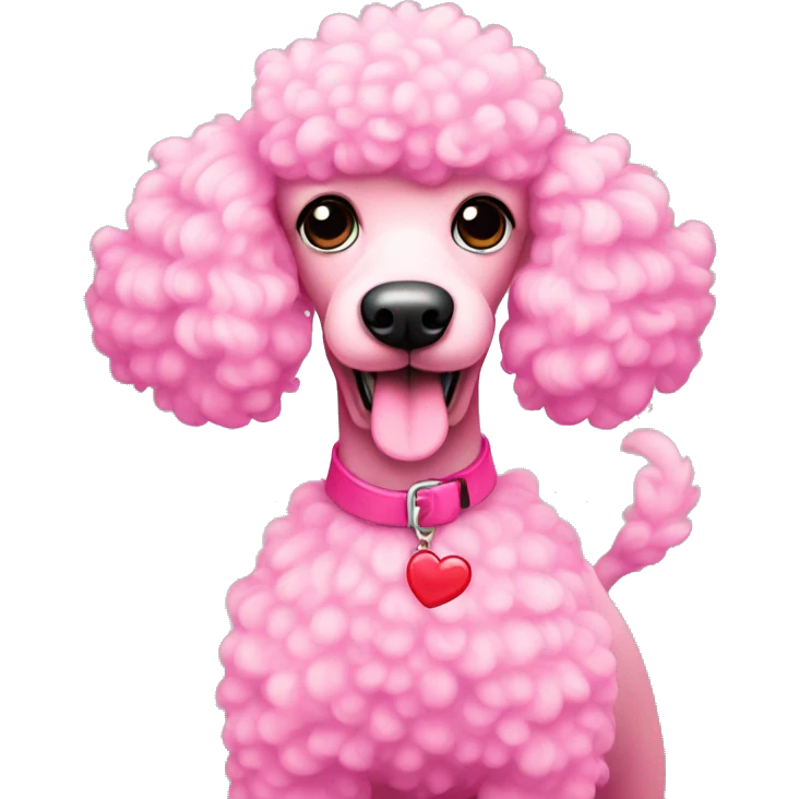 Pink poodle with a heart shaped tail emoji