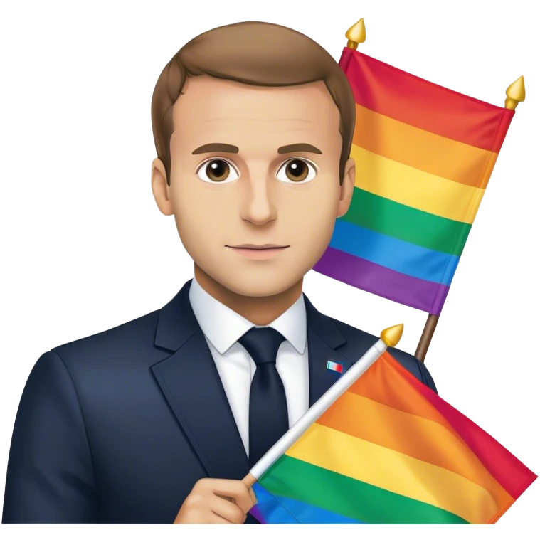 Macron with lgbt flag  emoji