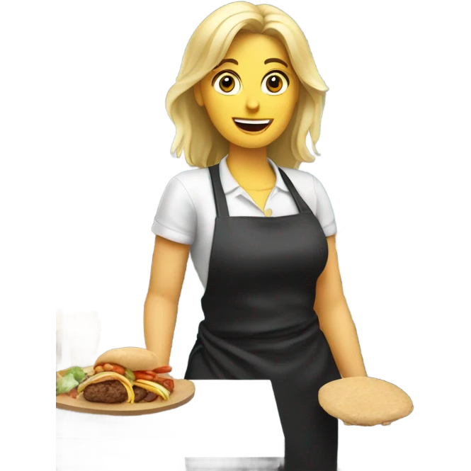 german blonde women working in kebap shop emoji