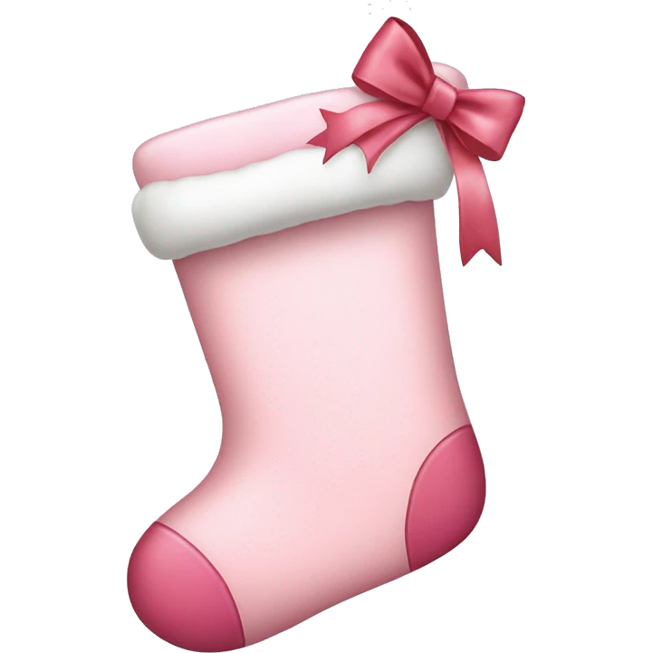  light pink Christmas stocking with bow emoji