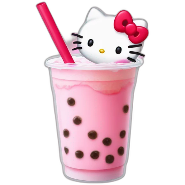 Bubble tea hello kitty emoji