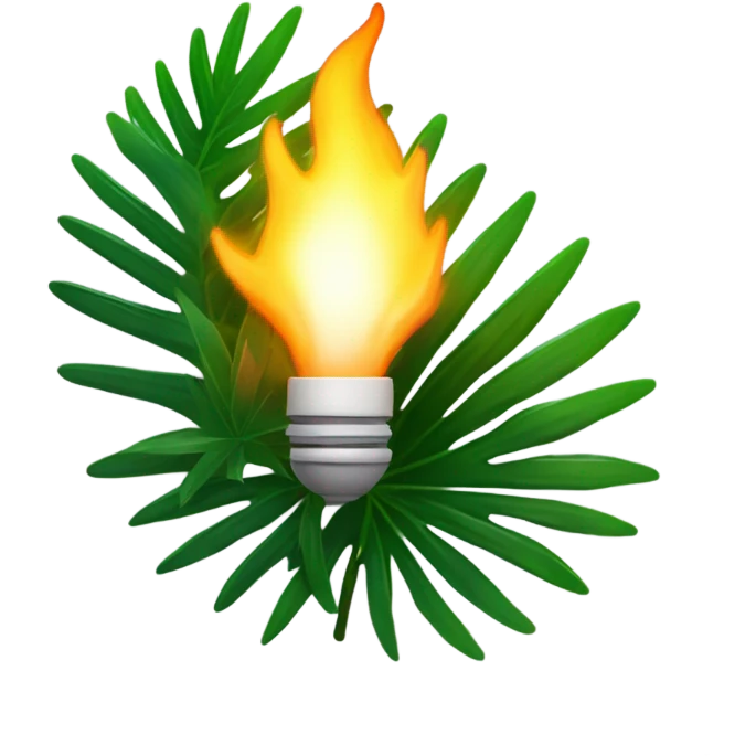 burning lamp and palm branch emoji