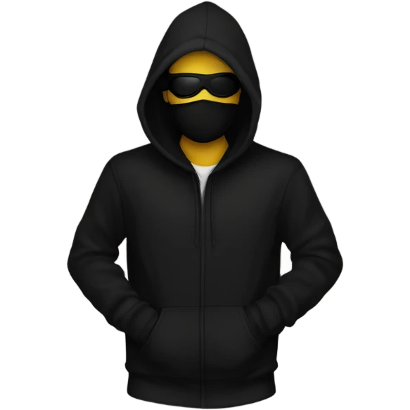 Mysterious man black hoodie black mask  emoji