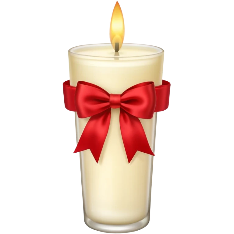 Soft vanilla long glass candle, with little red bow emoji