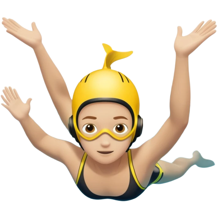 inexperienced determined person diving into a pool of divers, with a pool named confidence... glowing body  emoji